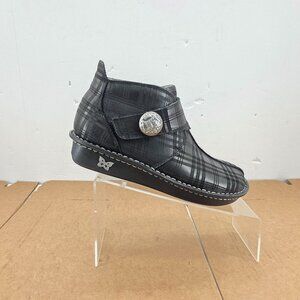 Alegria Caiti CAT-586 Womens  Black Leaf Print Leather Ankle Boots  Sz 8-8.5